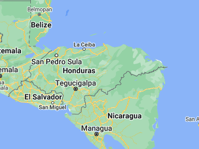 Map showing location of Laguna Seca (14.7, -86.1)