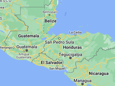 Map showing location of Laguna Verde (15.2, -88.16667)