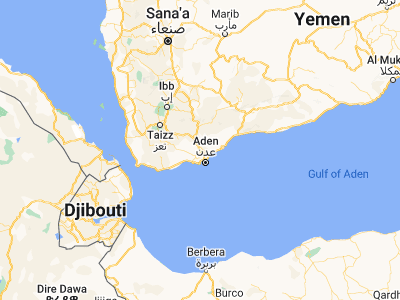 Map showing location of Laḩij (13.05667, 44.88194)