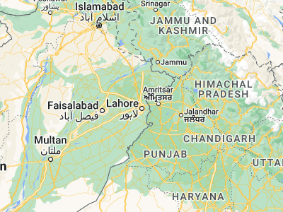 Map showing location of Lahore (31.54972, 74.34361)