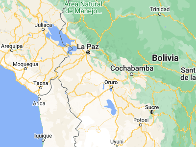 Map showing location of Lahuachaca (-17.36667, -67.66667)