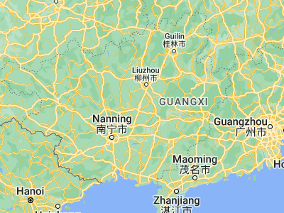 Map showing location of Laibin (23.7, 109.26667)