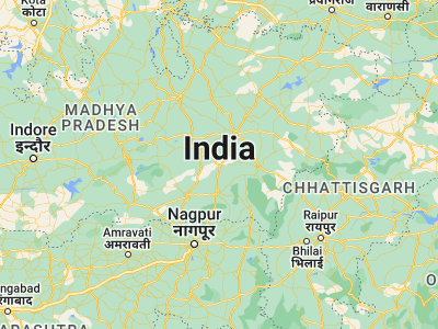 Map showing location of Lakhnādon (22.6, 79.6)