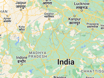 Map showing location of Lalitpur (24.69054, 78.41888)