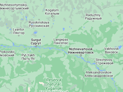 Map showing location of Langepas (61.25439, 75.2124)