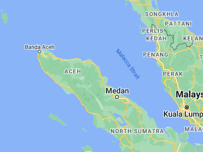 Map showing location of Langsa (4.4683, 97.9683)