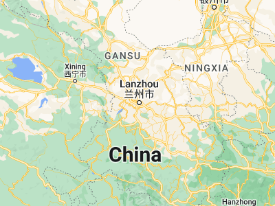 Map showing location of Lanzhou (36.05639, 103.79222)