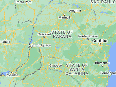 Map showing location of Laranjeiras do Sul (-25.40778, -52.41611)