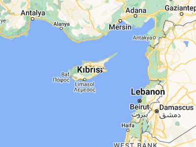 Map showing location of Larnaca (34.91667, 33.62917)