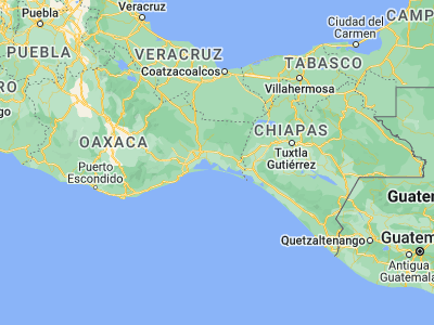 Map showing location of Las Amilpas (16.36667, -94.61667)