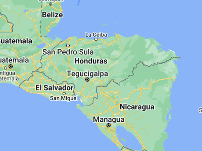 Map showing location of Las Ánimas (14.25, -86.56667)