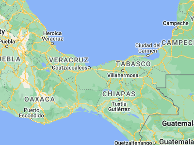 Map showing location of Las Choapas (17.93333, -94.08333)