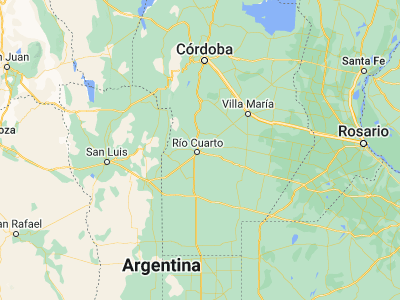 Map showing location of Las Higueras (-33.09231, -64.289)