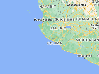 Map showing location of Las Juntas (19.43028, -104.70634)
