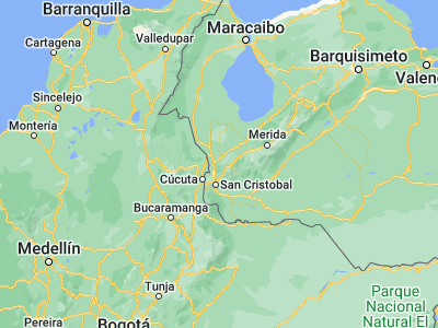 Map showing location of Las Mesas (8.16454, -72.16556)