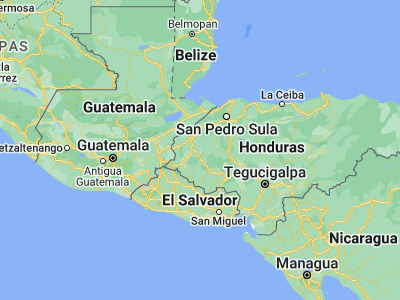 Map showing location of Las Tejeras (14.8, -88.6)