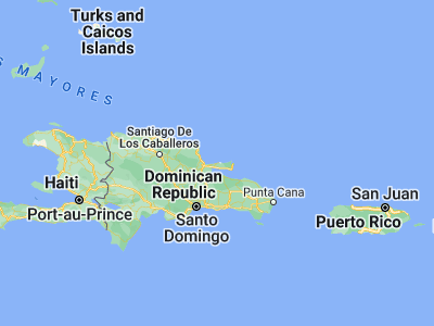 Map showing location of Las Terrenas (19.31102, -69.5428)