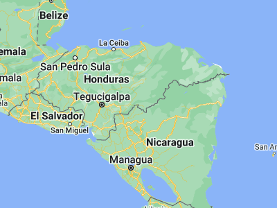 Map showing location of Las Trojes (14.06667, -85.98333)