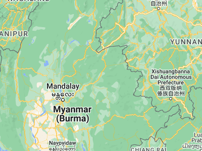 Map showing location of Lashio (22.93333, 97.75)