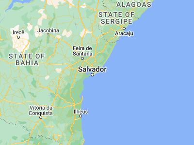 Map showing location of Lauro de Freitas (-12.89444, -38.32722)