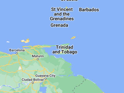Map showing location of Laventille (10.64917, -61.49889)