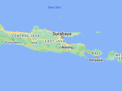 Map showing location of Lawang (-7.8353, 112.6947)