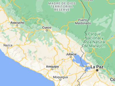 Map showing location of Layo (-14.49361, -71.155)