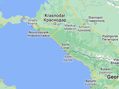 Map showing location of Lazarevskoye (43.90886, 39.33137)