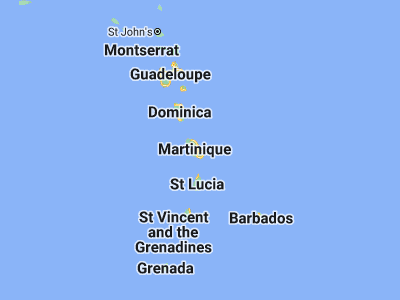 Map showing location of Le François (14.61557, -60.90308)