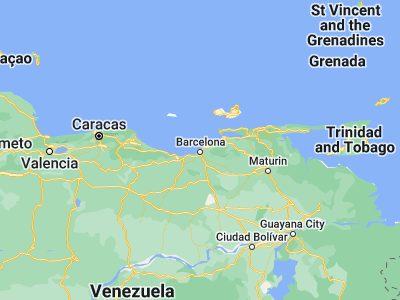 Map showing location of Lecherías (10.19769, -64.69407)