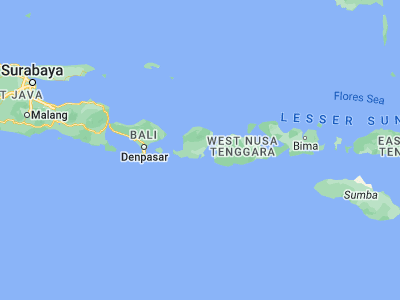 Map showing location of Lekor Barat (-8.7304, 116.4349)