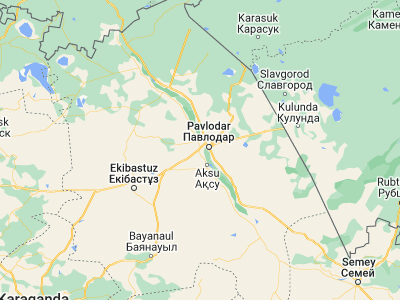 Map showing location of Lenīnskīy (52.2548, 76.78054)