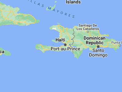 Map showing location of Léogâne (18.51083, -72.63389)