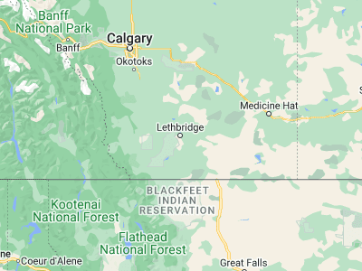 Map showing location of Lethbridge (49.69999, -112.81856)
