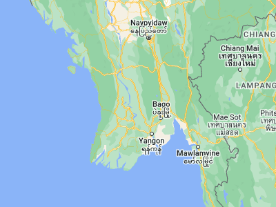 Map showing location of Letpandan (17.78333, 95.75)
