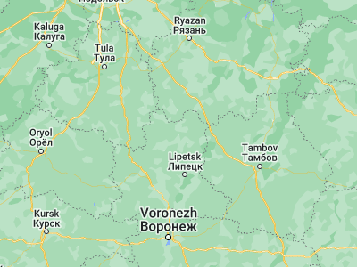Map showing location of Lev Tolstoy (53.21344, 39.44604)