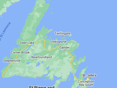 Map showing location of Lewisporte (49.24993, -55.04816)
