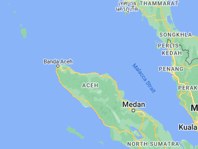 Map showing location of Lhokseumawe (5.1801, 97.1507)