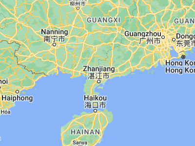 Map showing location of Lianjiang (21.64673, 110.28172)