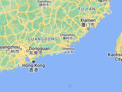 Map showing location of Liaoyuan (23.33291, 116.15833)