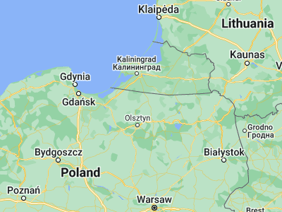 Map showing location of Lidzbark Warmiński (54.12588, 20.57954)