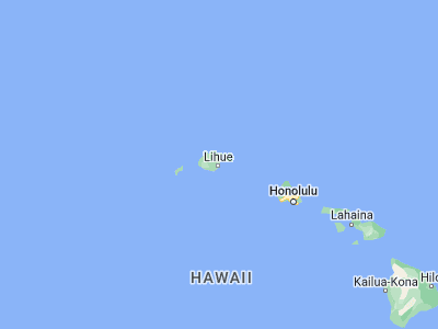 Map showing location of Lihue (21.97886, -159.36719)