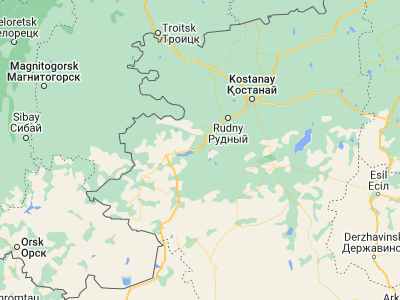 Map showing location of Lisakovsk (52.54707, 62.49987)