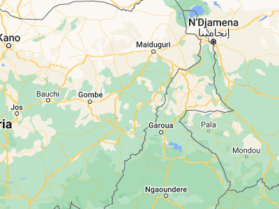 Map showing location of Little Gombi (10.16138, 12.7399)