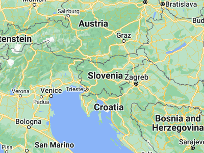 Map showing location of Ljubljana (46.05108, 14.50513)