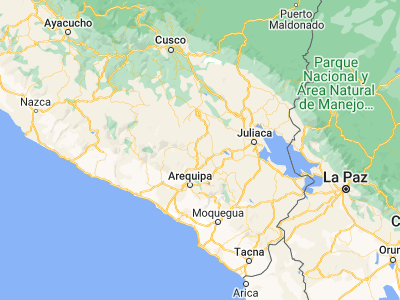Map showing location of Llongasora (-15.63917, -71.29972)