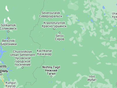 Map showing location of Lobva (59.18538, 60.51846)