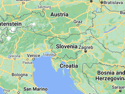 Map showing location of Log pri Brezovici (46.01667, 14.36667)
