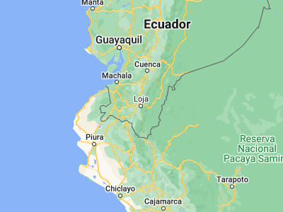 Map showing location of Loja (-3.99313, -79.20422)