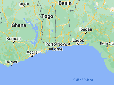Map showing location of Lokossa (6.63869, 1.71674)